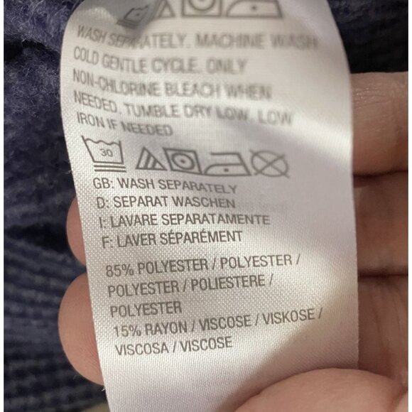 Denim & Co.  Waffle Knit Pullover Sweater Womens XL Blue Pockets Cozy Comfy Fall - Picture 14 of 16